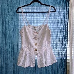 White Peplum Tank Top